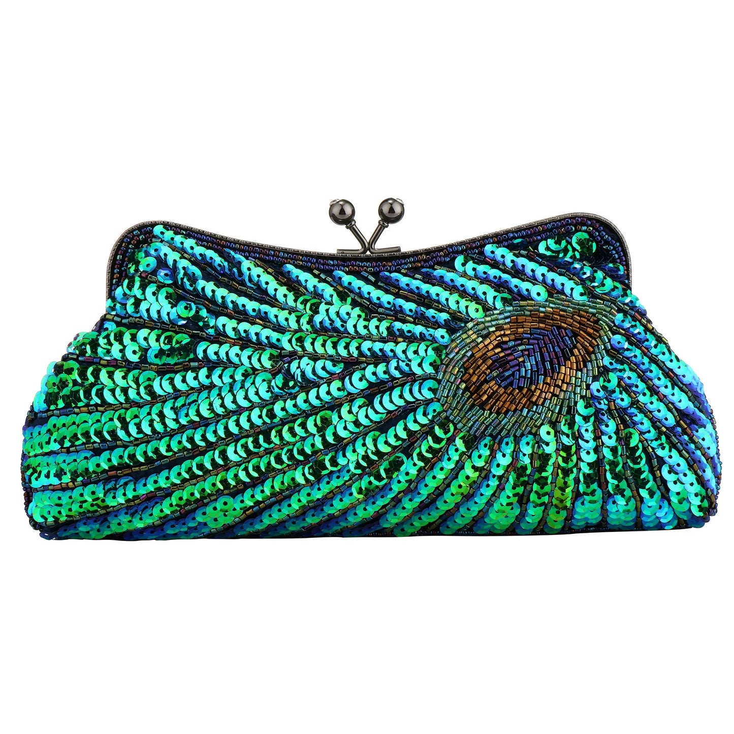 Green Peacock Beaded Sequins Evening Handbags Women Envelope Party Wedding Bridal Purses Formal Female Shoulder Messenger Bags