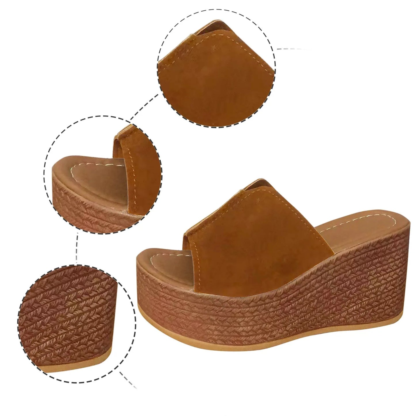 Women's Brown Wedge Heels Shoes