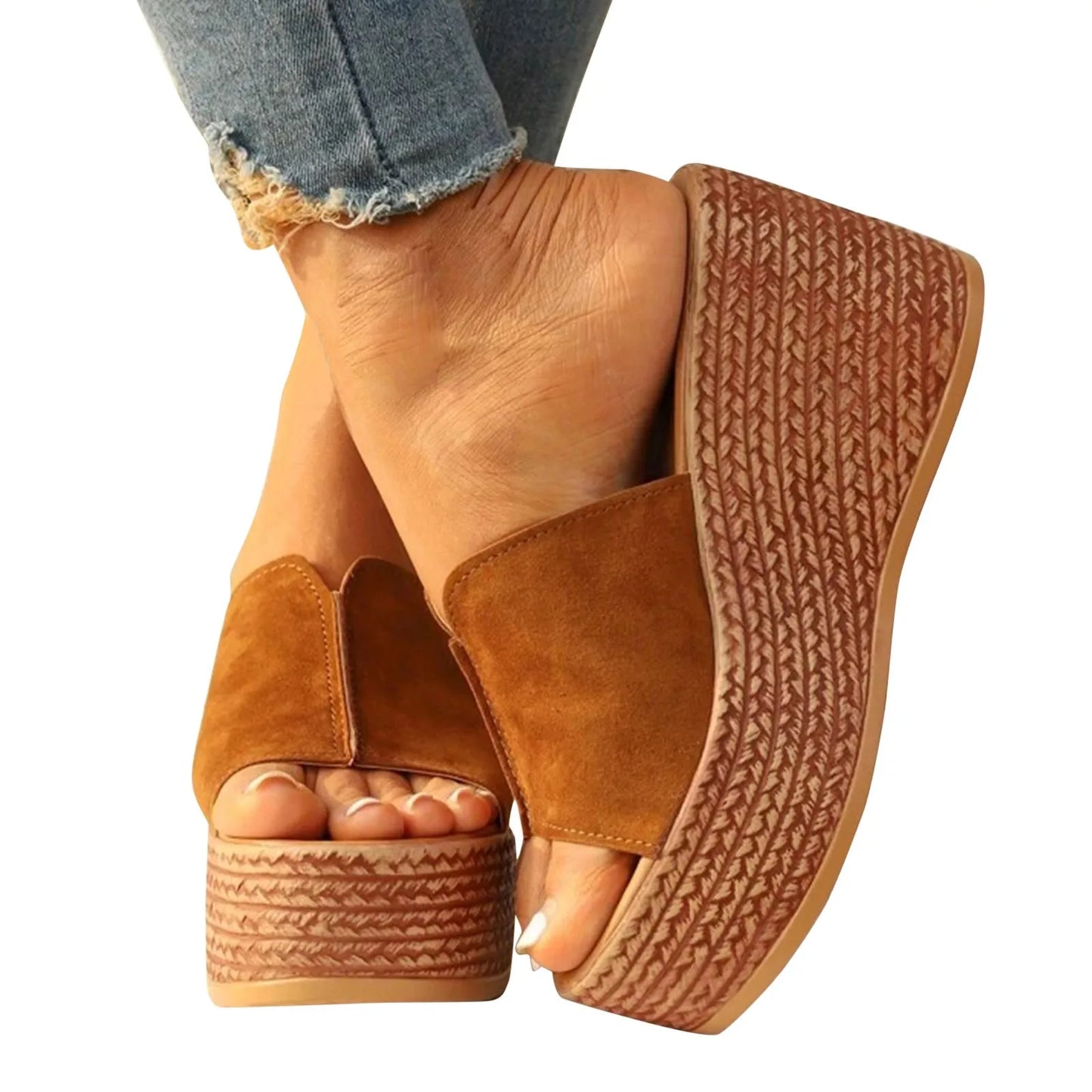Women's Brown Wedge Heels Shoes