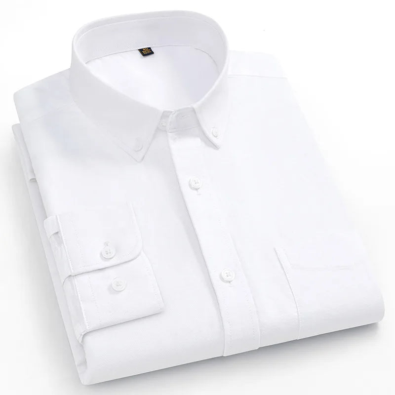 11XL Fits 160KG 10XL Big Tall Hot Sale Oxford 100% Cotton Man Shirts Long Sleeve with Stripes Business Casual Work White Shirt