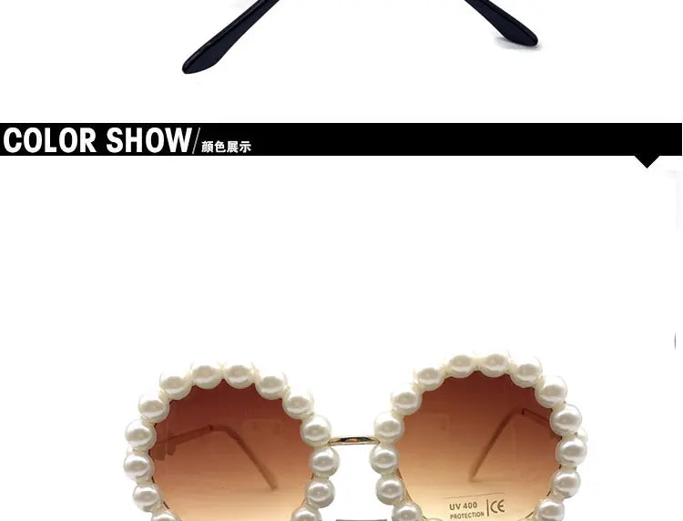 Oval Vintage Pearl Round Sunglasses