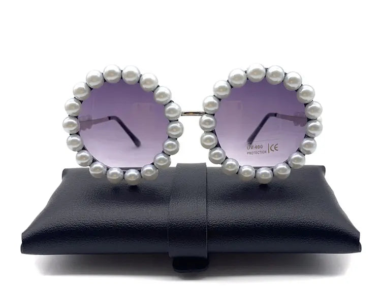 Oval Vintage Pearl Round Sunglasses