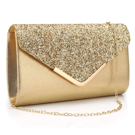 Gold Glitter Clutch Bag