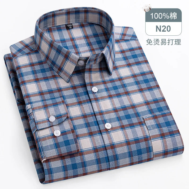 11XL Fits 160KG 10XL Big Tall Hot Sale Oxford 100% Cotton Man Shirts Long Sleeve with Stripes Business Casual Work White Shirt