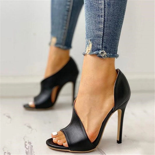 Leather Fish-Mouth Heels