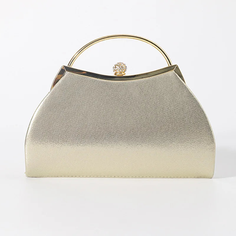 Sparkly Glitter Evening Clutch Bag with Diamond Buckle