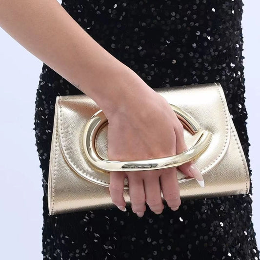 Tone Buckle Shiny Formal Clutch Purse