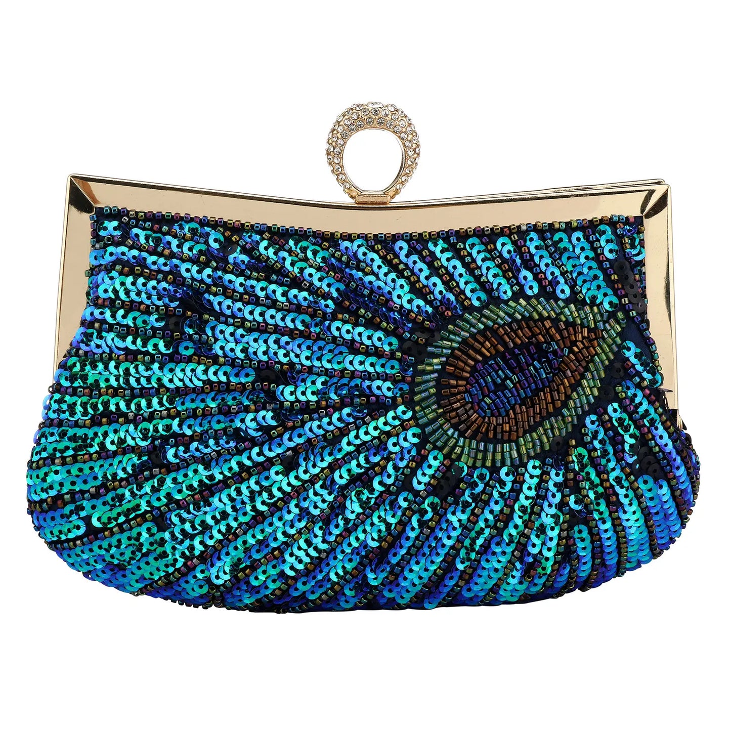 Green Peacock Beaded Sequins Evening Handbags Women Envelope Party Wedding Bridal Purses Formal Female Shoulder Messenger Bags