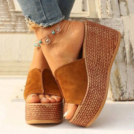 Women's Brown Wedge Heels Shoes