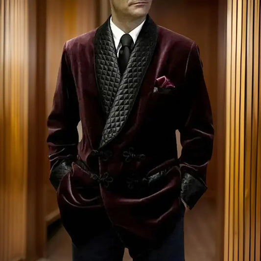 1 Piece Long Men Suit Jacket for Wedding 2024 Shawl Lapel Velvet Smoking Suit Blazer for Dinner Party Coat Ready to Ship