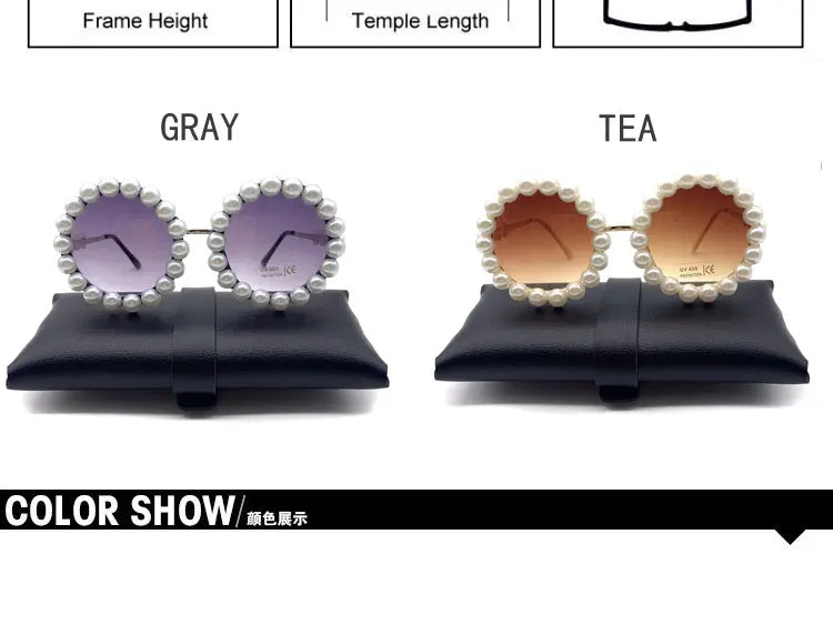 Oval Vintage Pearl Round Sunglasses