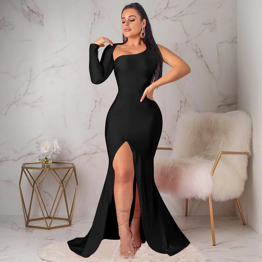 Single Sleeve Slim Long Women's Dress